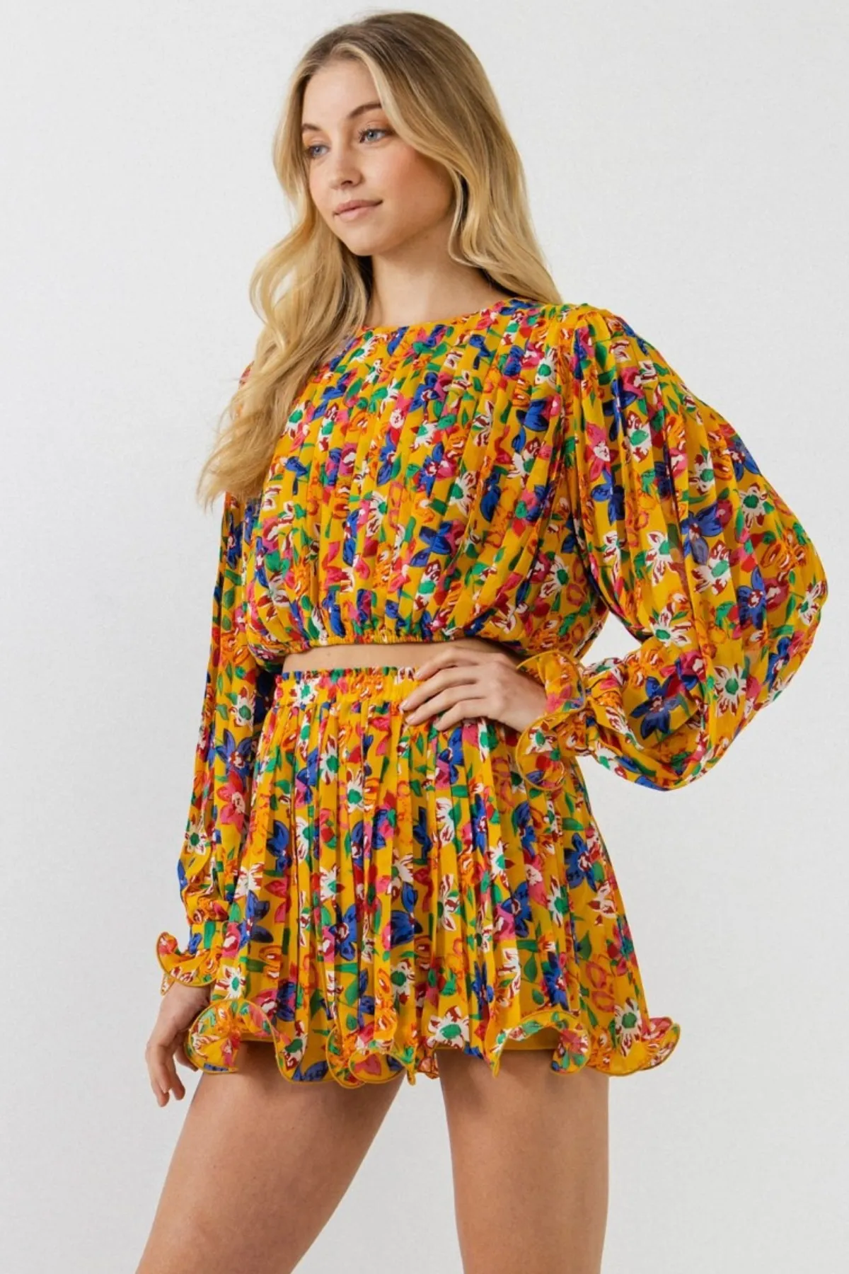 BROOKE FLORAL PLEATED MINI SKIRT