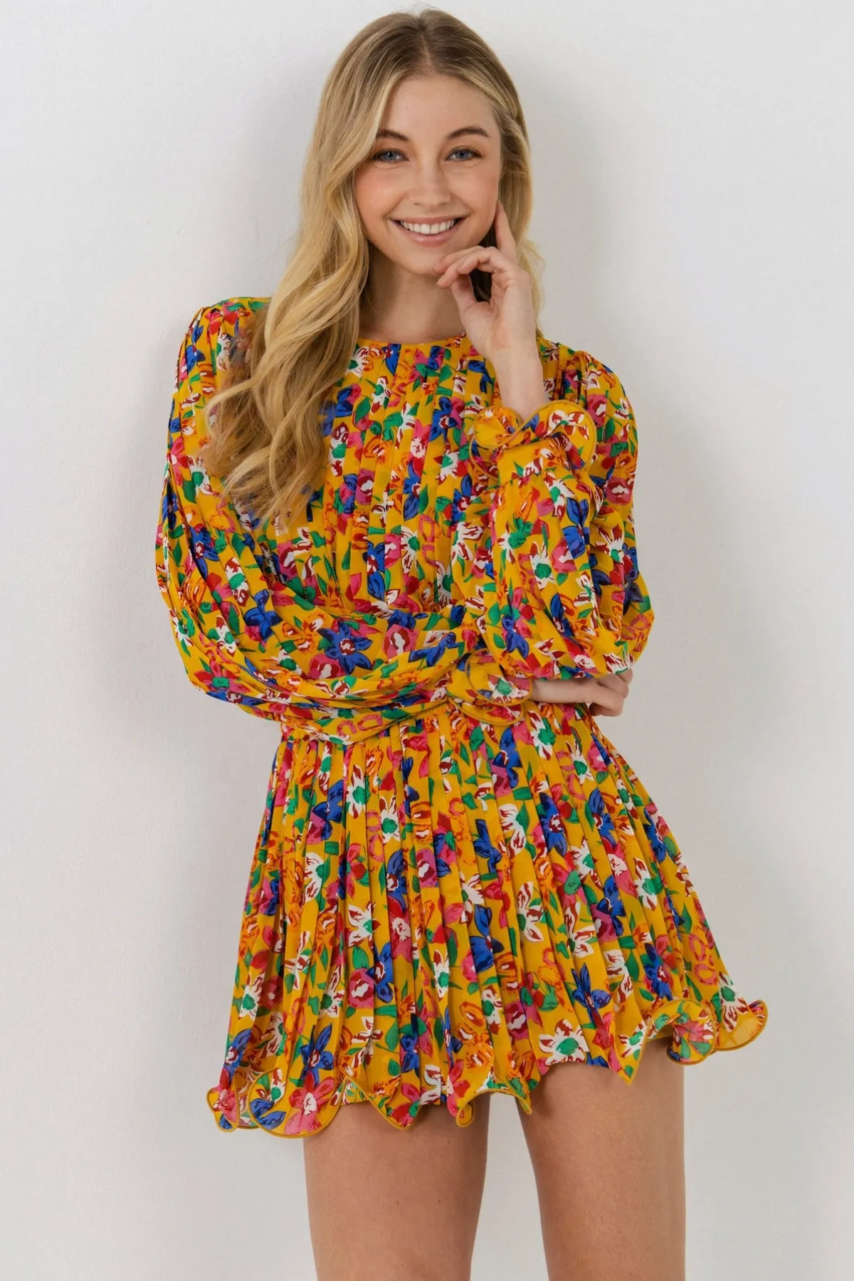 BROOKE FLORAL PLEATED MINI SKIRT