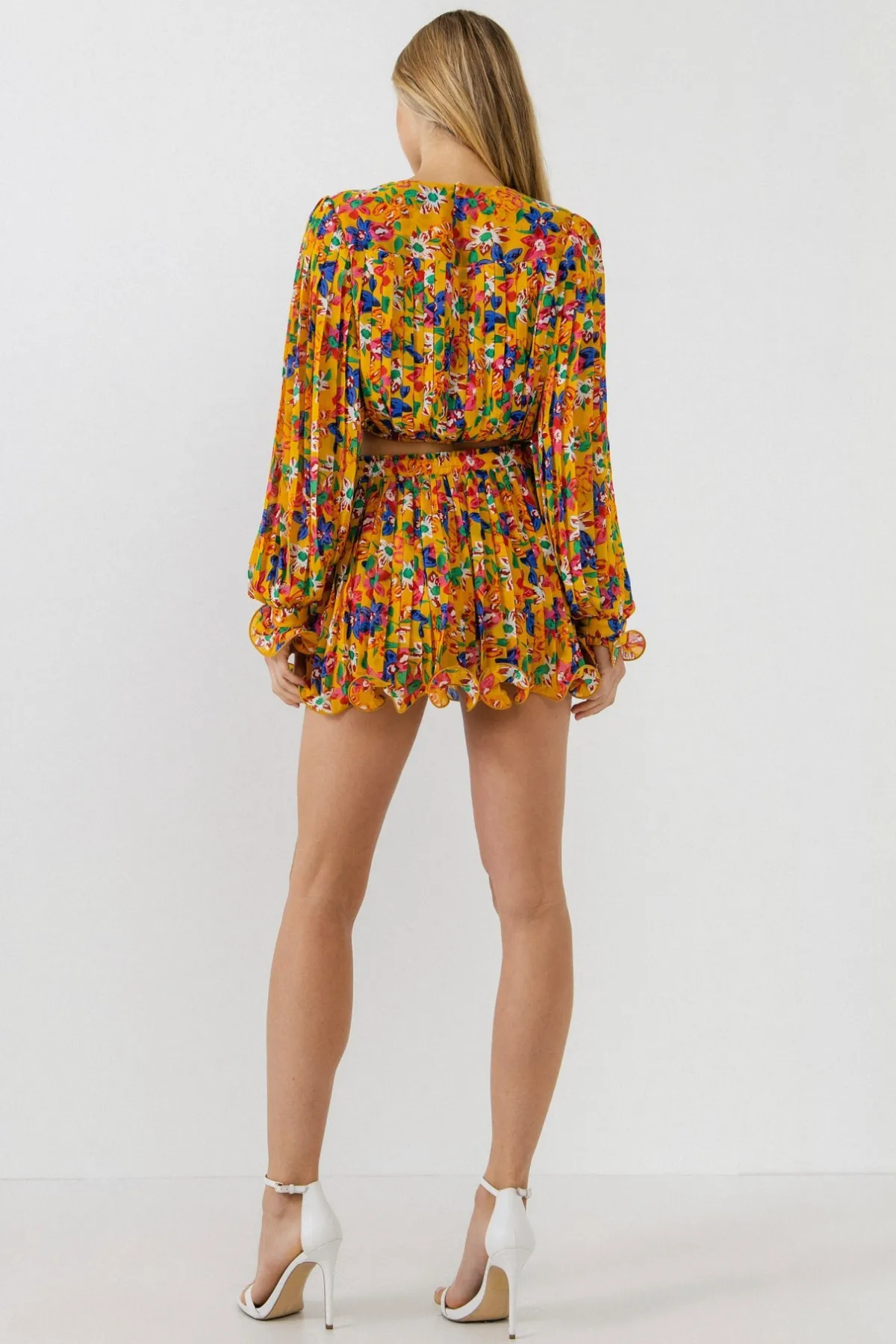 BROOKE FLORAL PLEATED MINI SKIRT