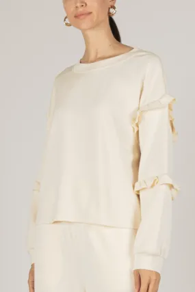Butter Modal Long Sleeve Ruffled Top - Eggshell