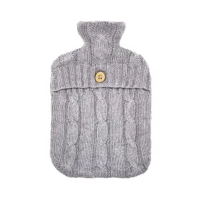 Cable Knit Hot Water Bottle & Cover, Cloud Grey