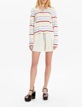 Cardigan - Multico Raye Blanc - Femme