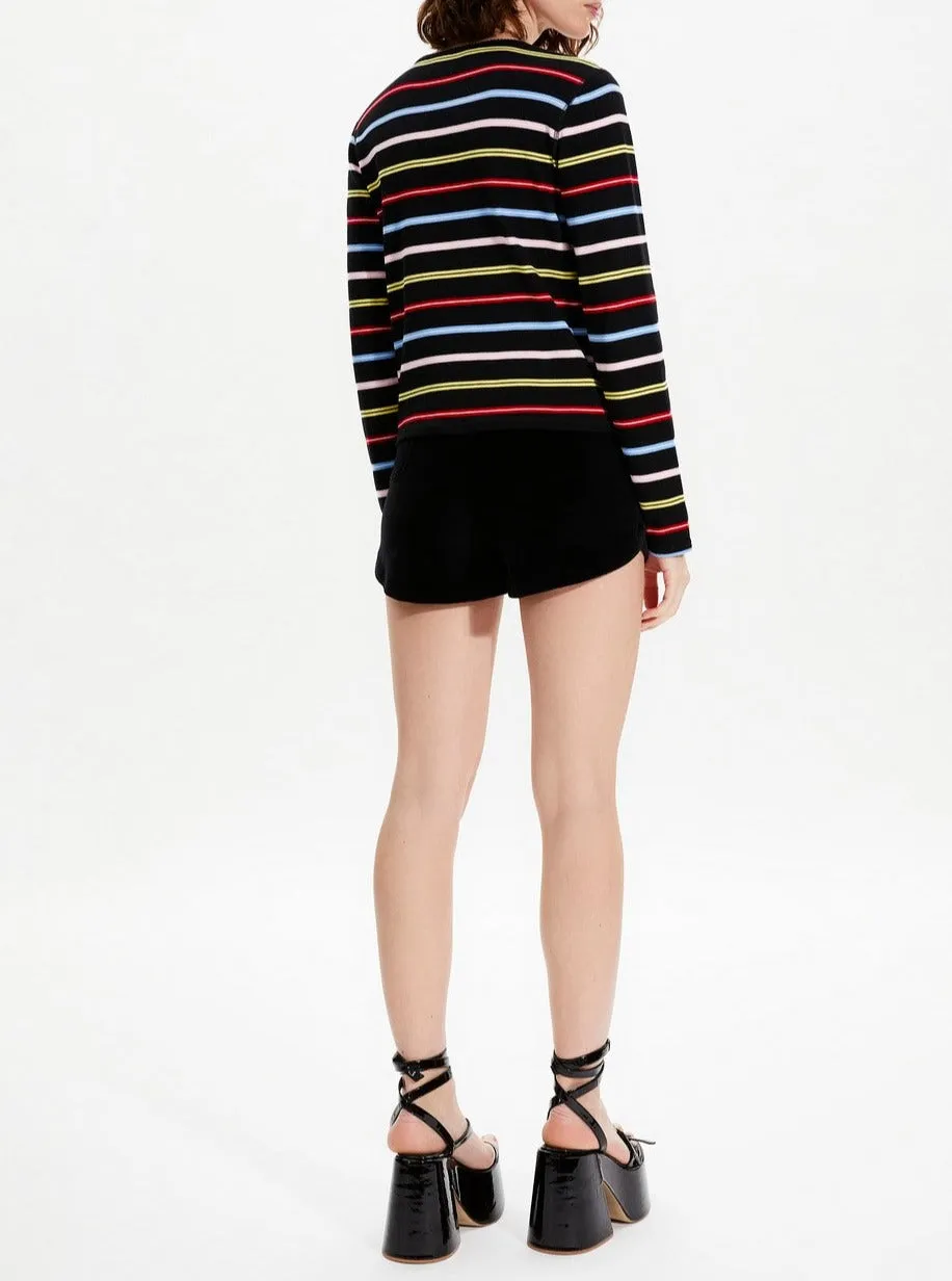 Cardigan - Multico Raye Noir - Femme