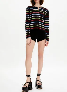 Cardigan - Multico Raye Noir - Femme