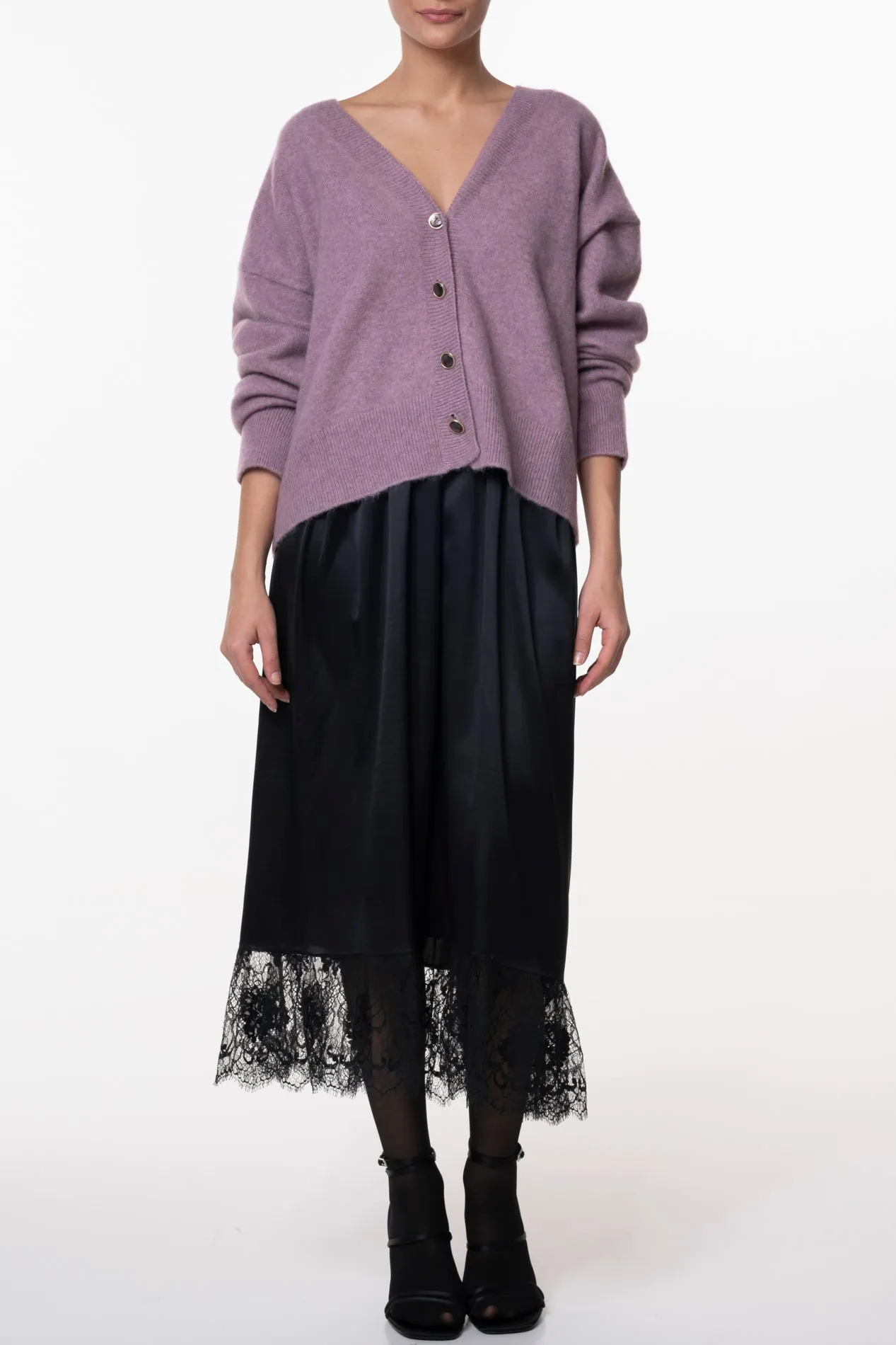Cassiel Cashmere and Silk-blend Cardigan In Lilla