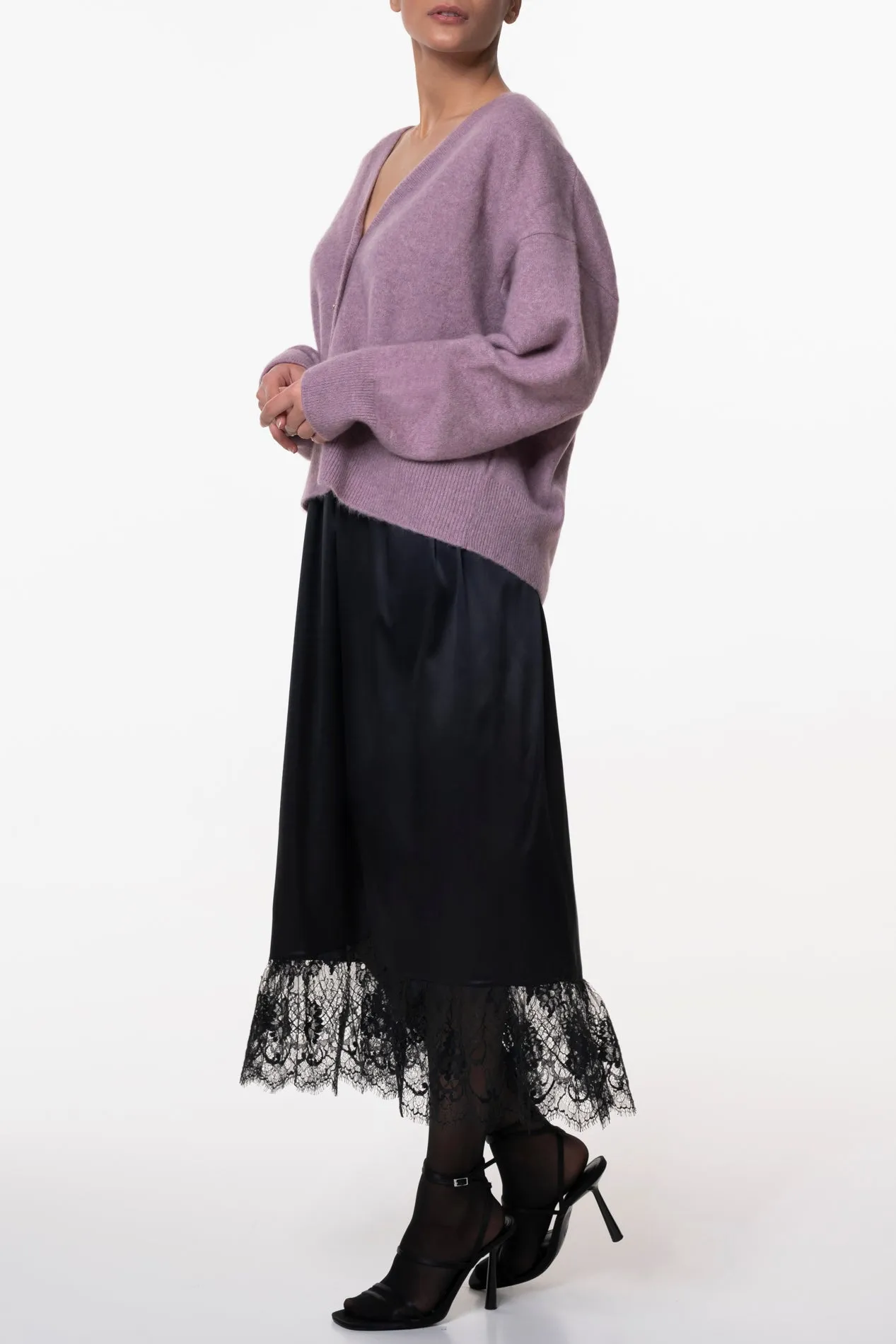 Cassiel Cashmere and Silk-blend Cardigan In Lilla