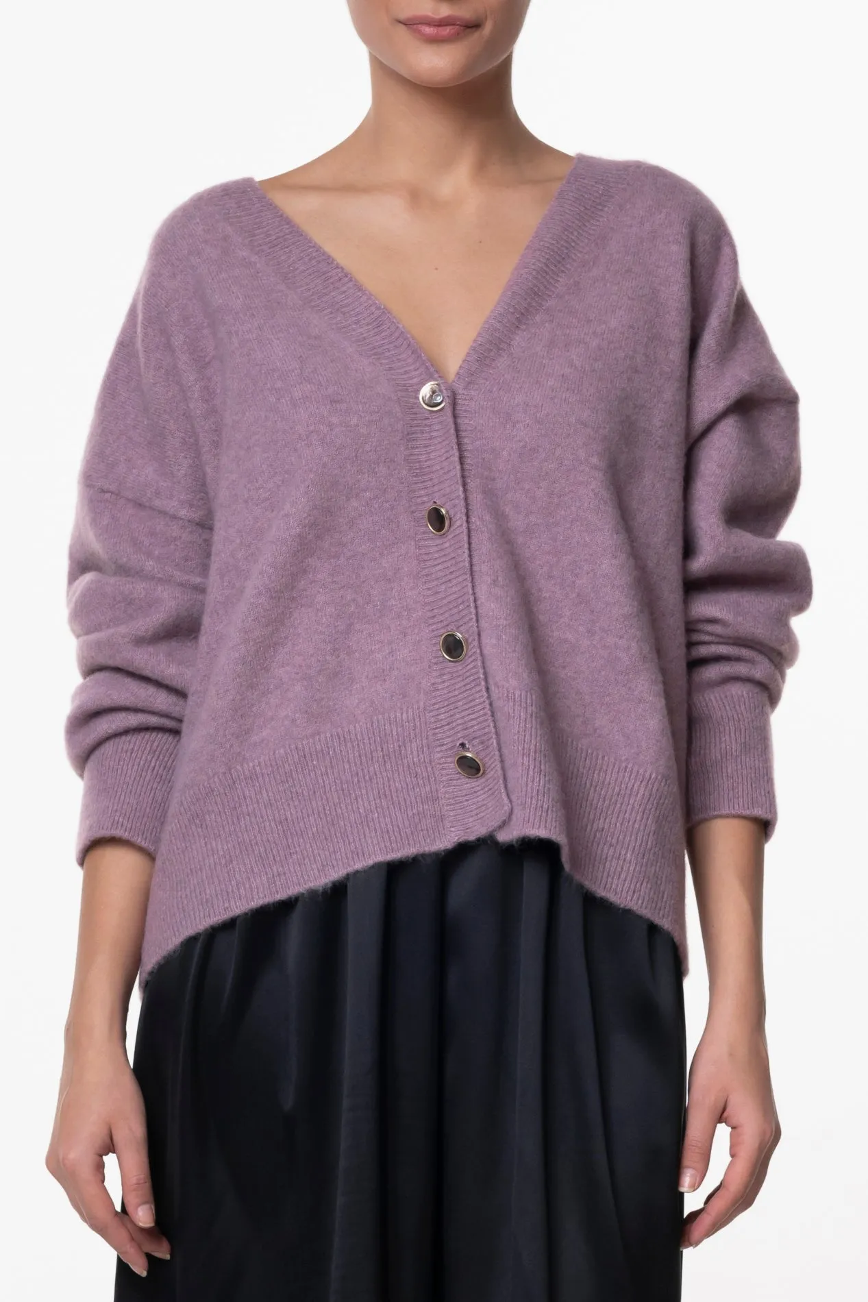 Cassiel Cashmere and Silk-blend Cardigan In Lilla