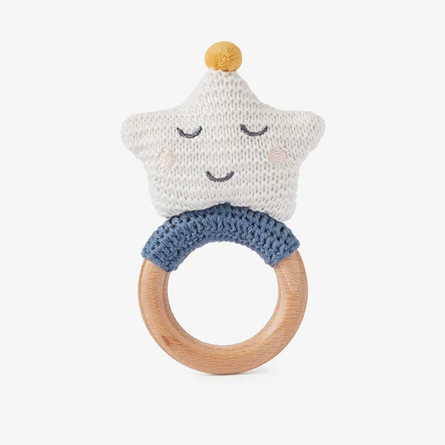 Celestial Star Wooden Baby Rattle