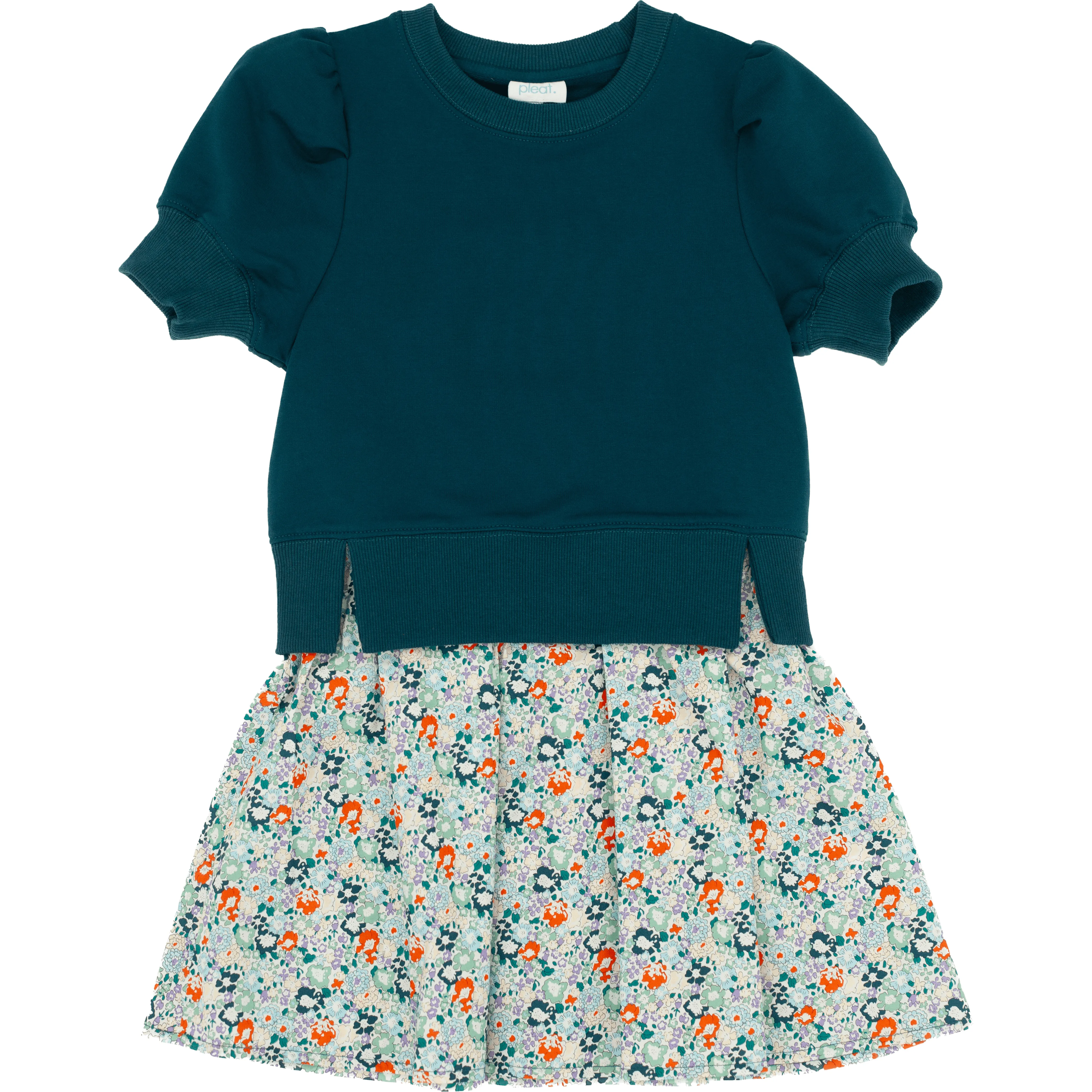 Clara Combo Dress- Teal Floral