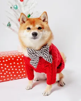 Classic Cable Knit Dog Cardigan in Red