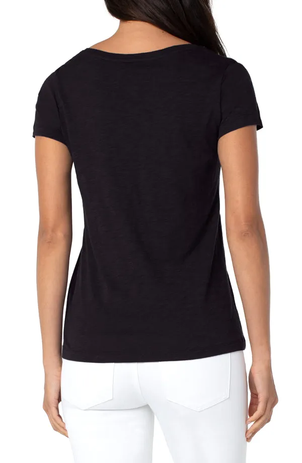 Classic V Neck Knit Tee - Black