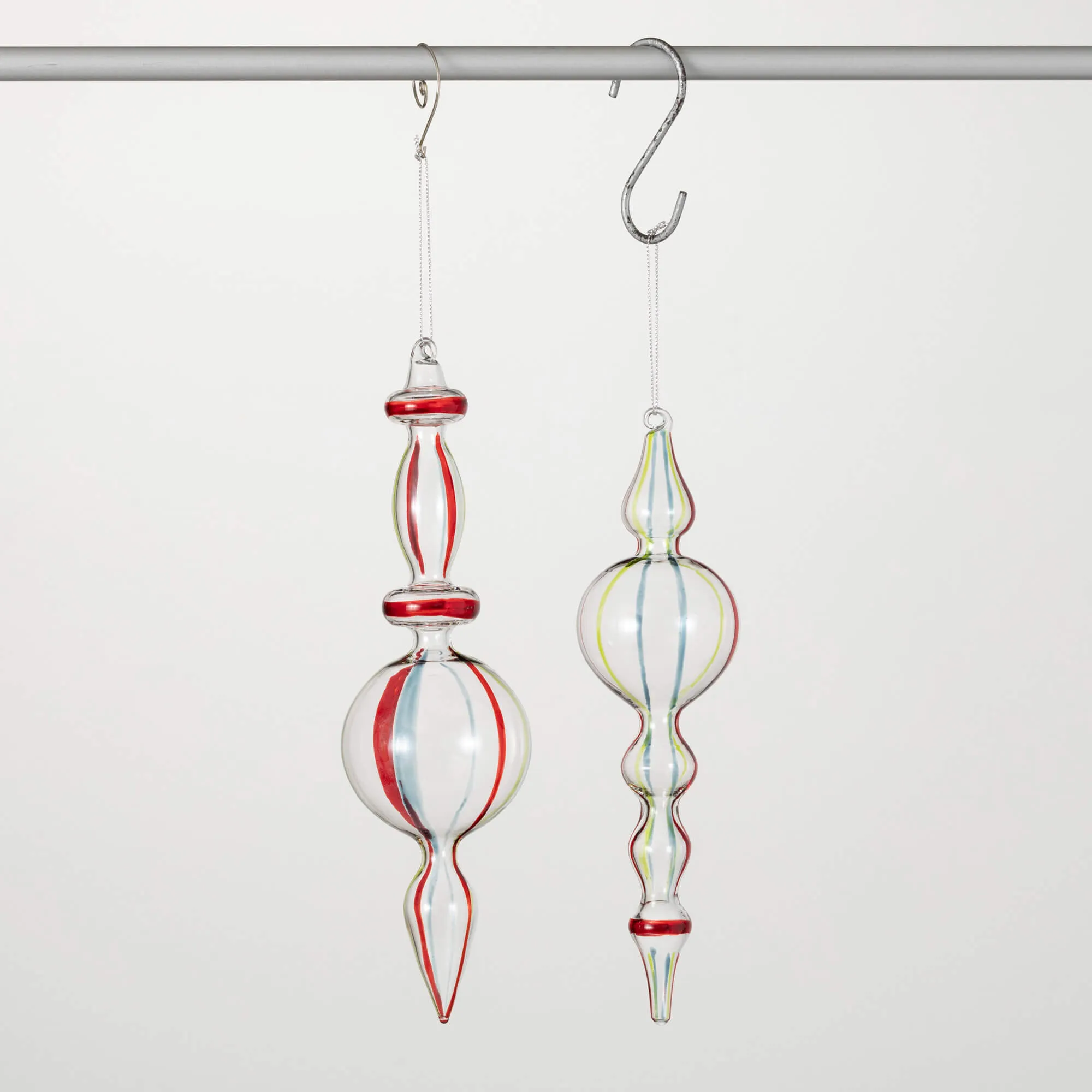 Clear Striped Finial Ornaments