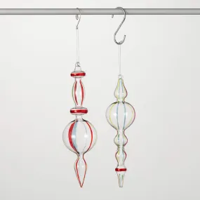 Clear Striped Finial Ornaments