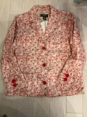 {{ClientCode}} RED FLORAL EDDIE BAUER BLAZER, 2XLT
