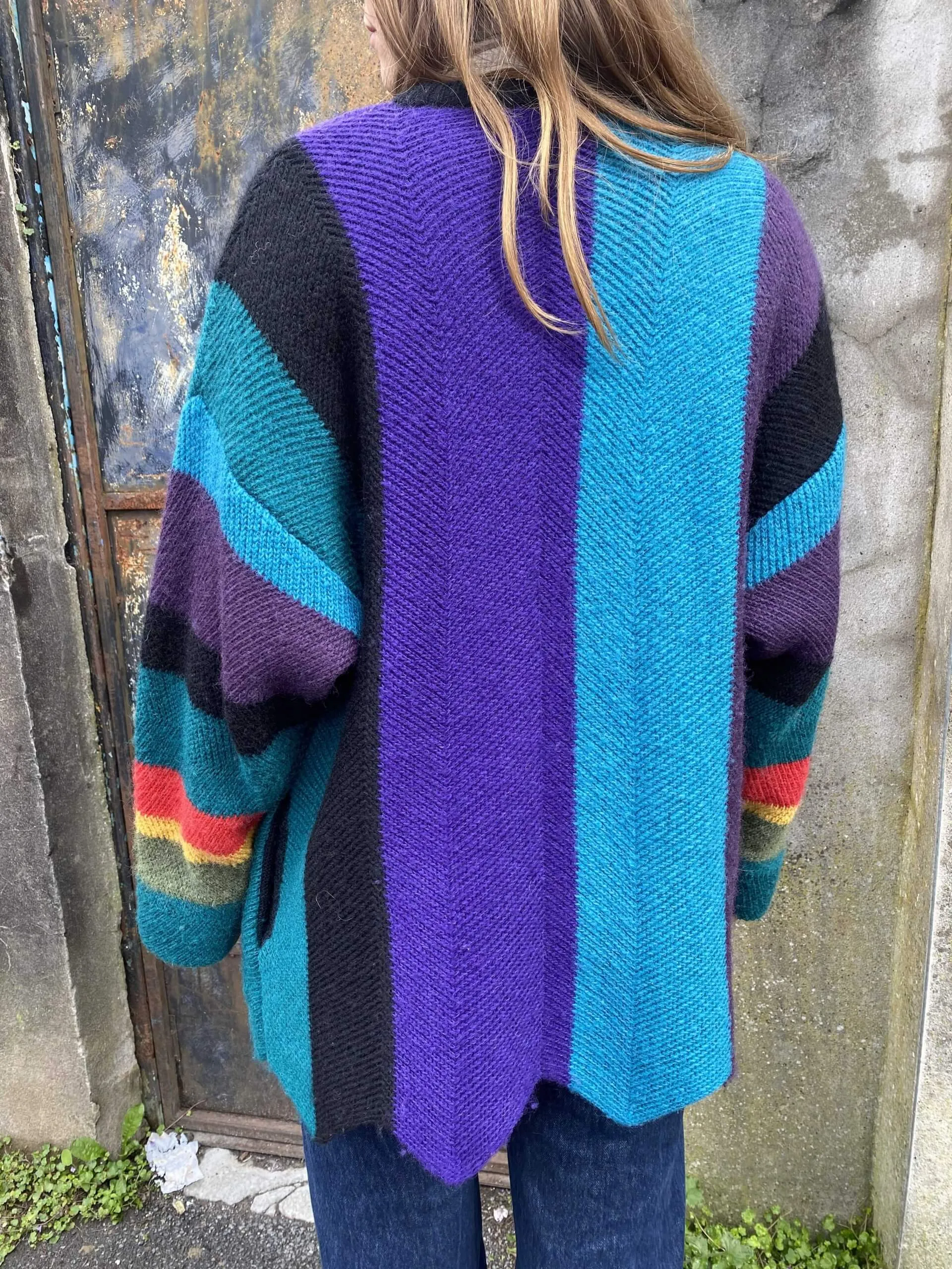 Colourful 1980s Rainbow Coatigan