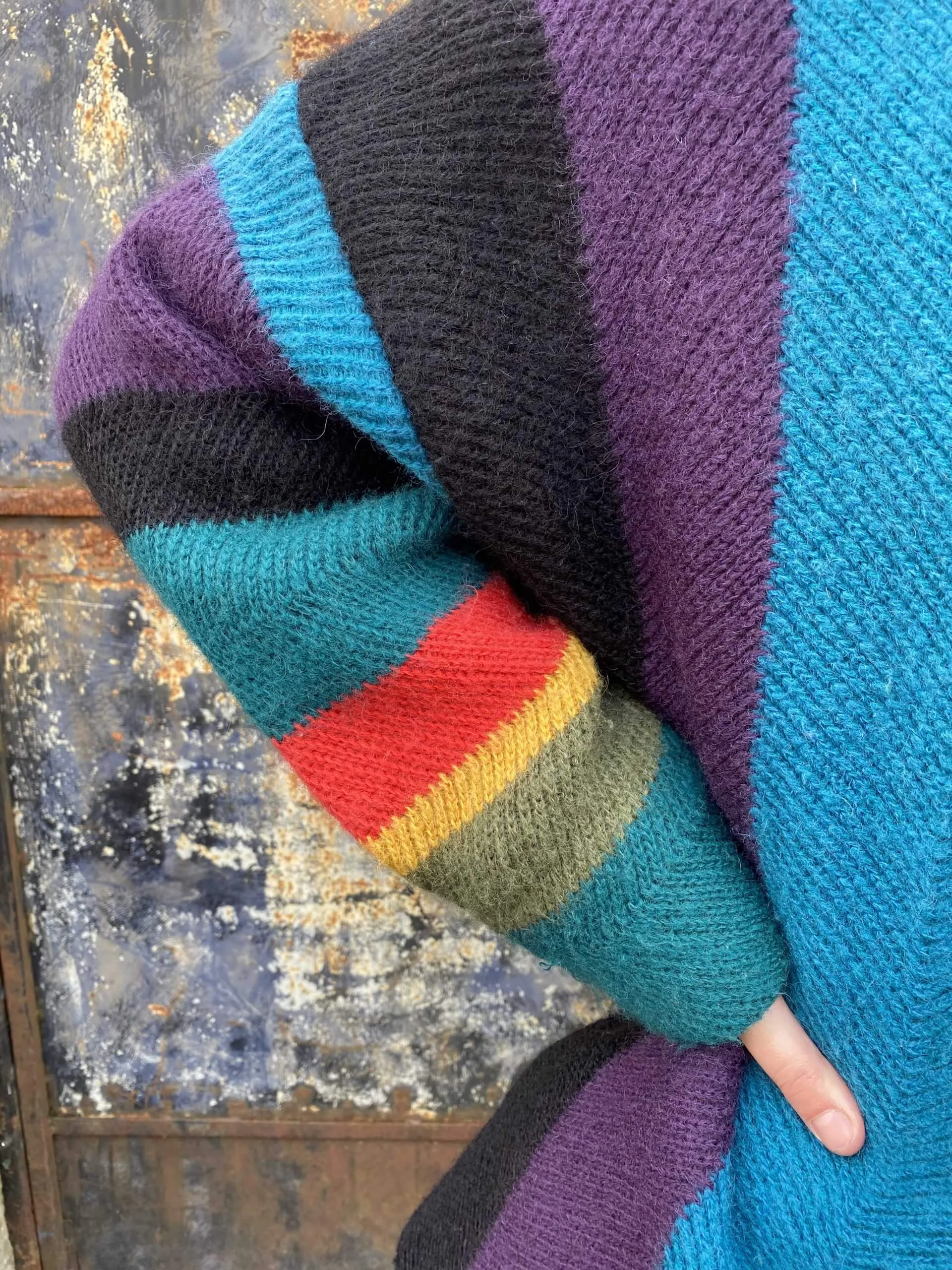 Colourful 1980s Rainbow Coatigan