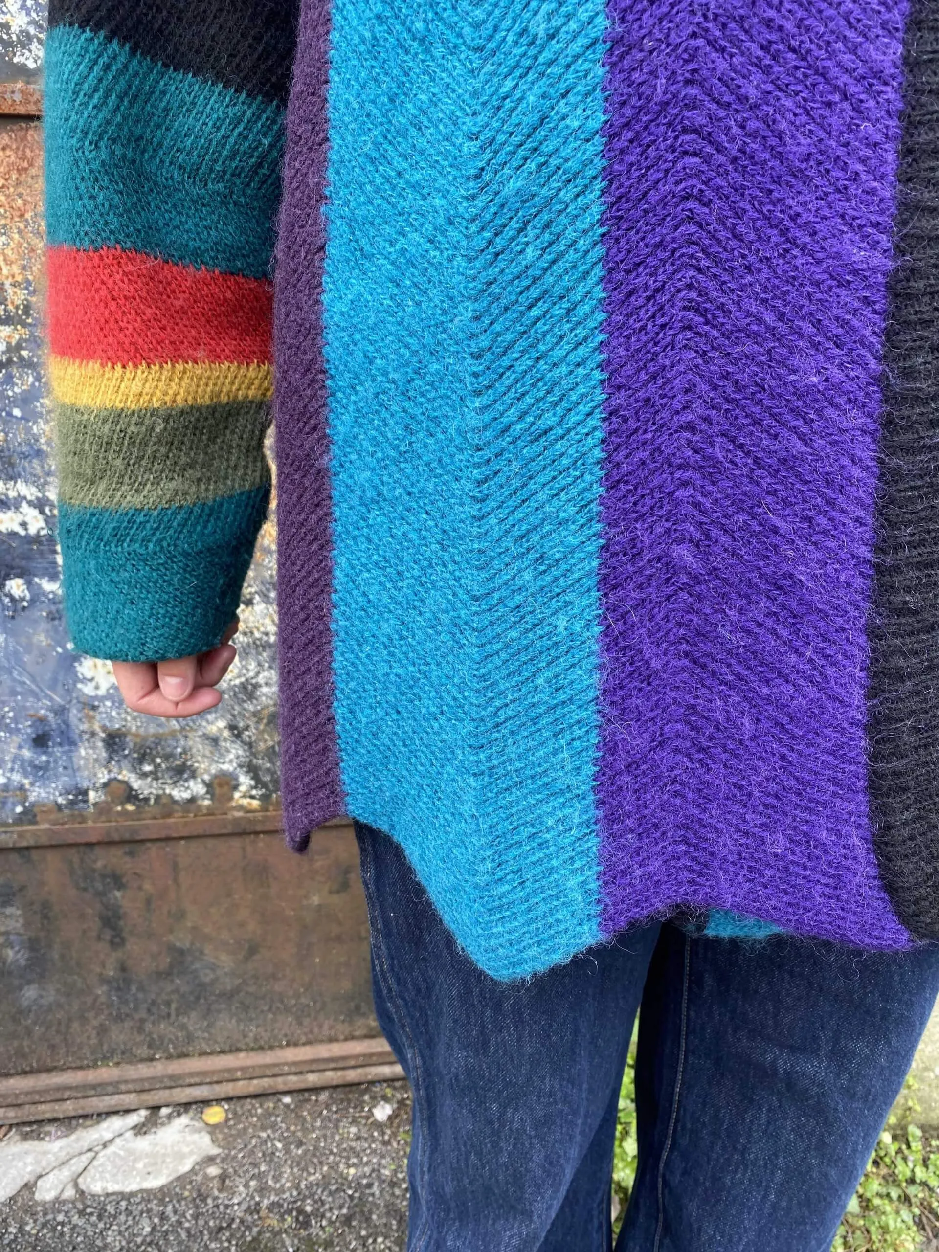 Colourful 1980s Rainbow Coatigan