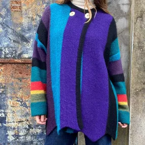 Colourful 1980s Rainbow Coatigan