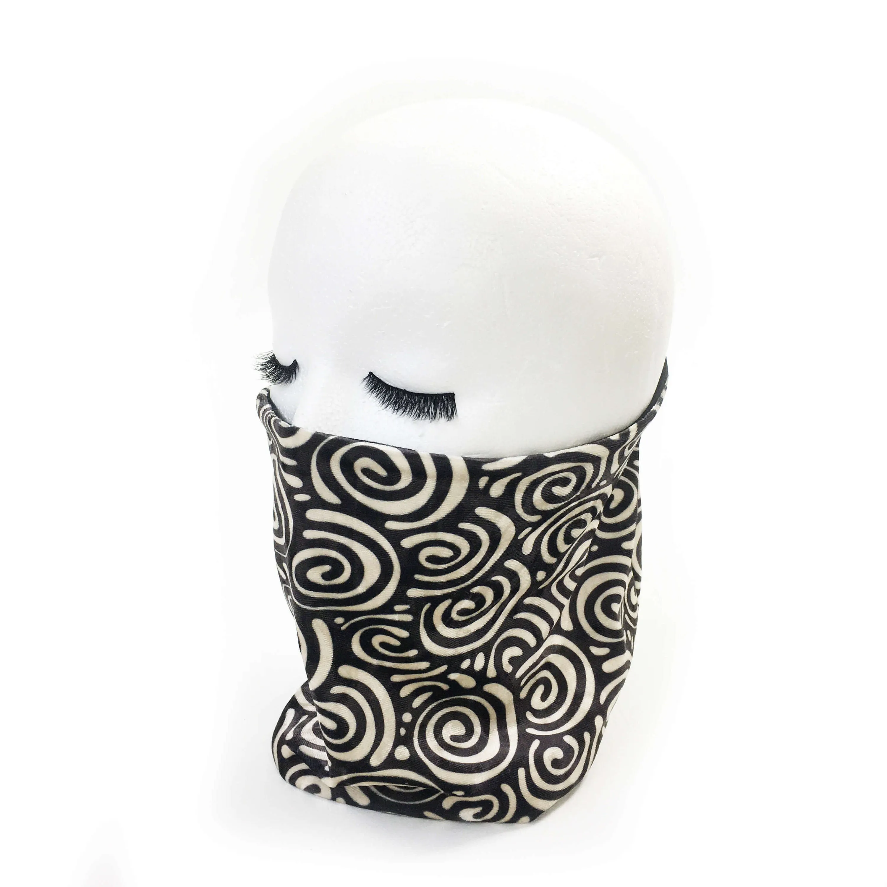 Cream & Black, Versatile Scarf, Headband, HatBand, Neck Warmer, Ladies Scarf, Velour Scarf, Designer Gaiter,Velour/Silky Soft Knit