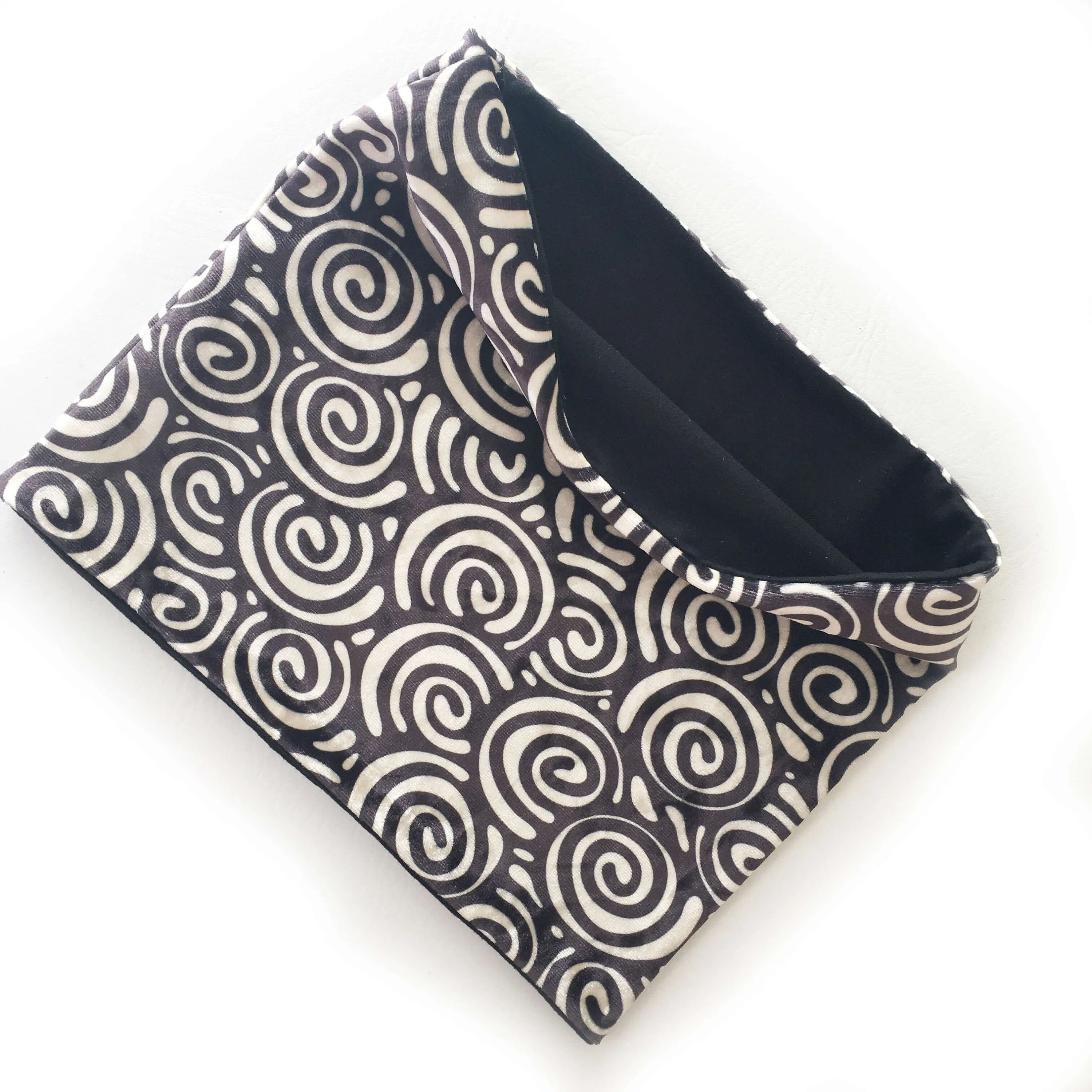 Cream & Black, Versatile Scarf, Headband, HatBand, Neck Warmer, Ladies Scarf, Velour Scarf, Designer Gaiter,Velour/Silky Soft Knit