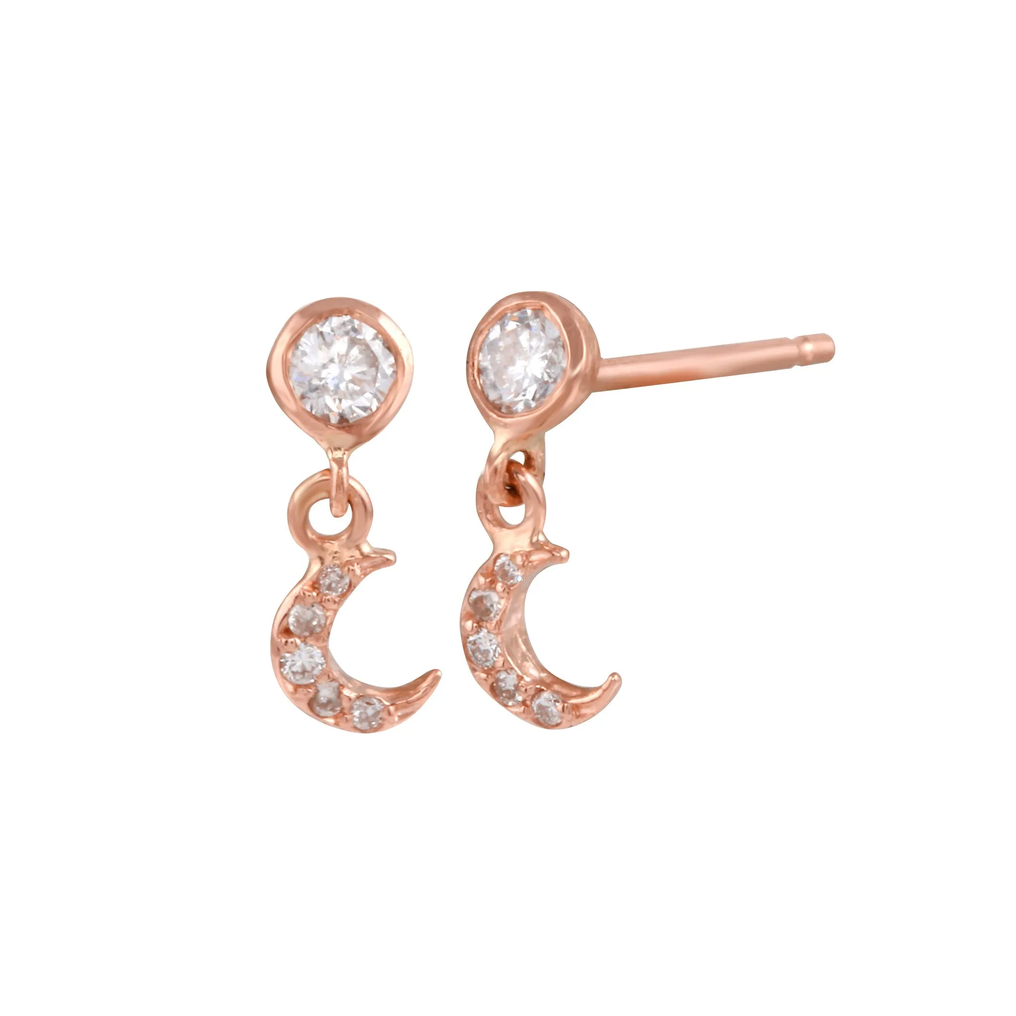 Crescent Moon Pave Dangle Earring
