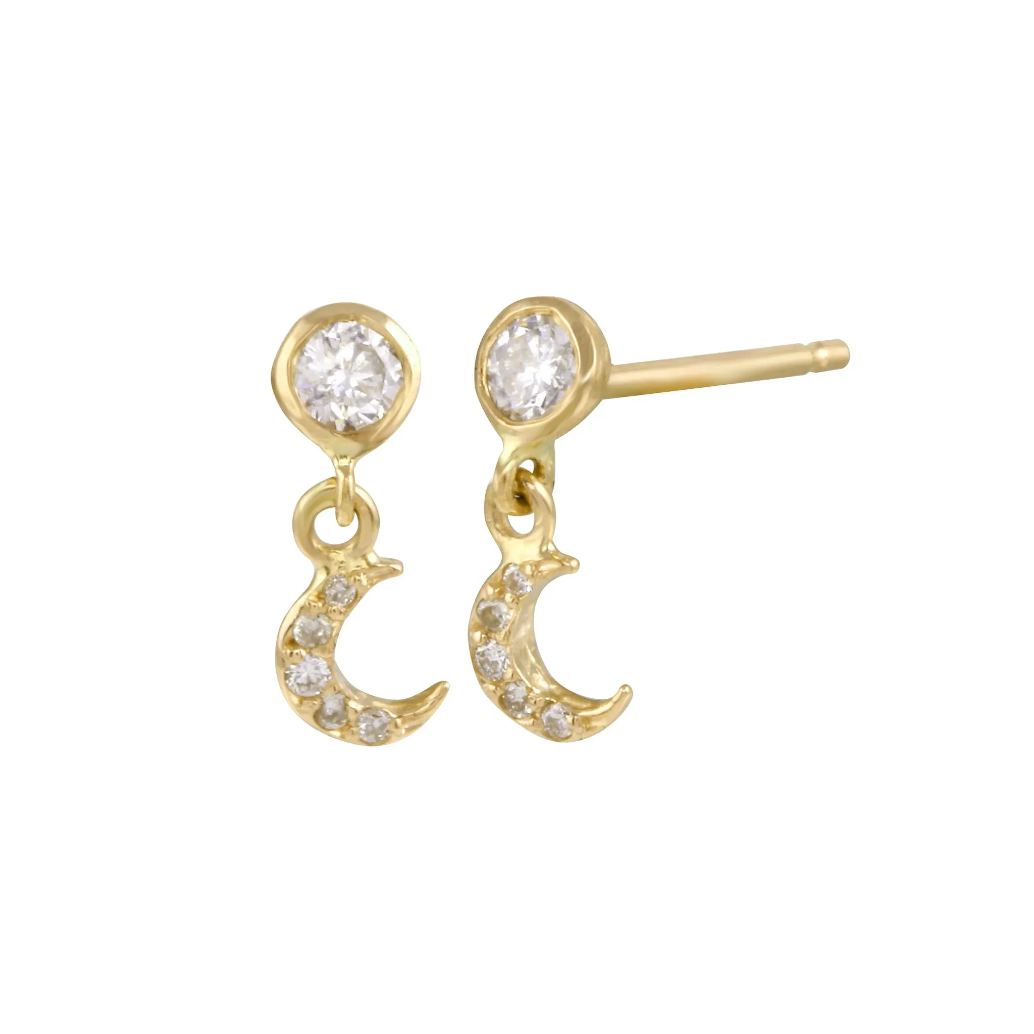 Crescent Moon Pave Dangle Earring
