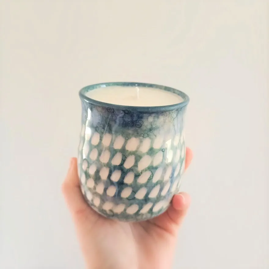 Dimpled Tumbler Massage Candle - Dark Blue/Green