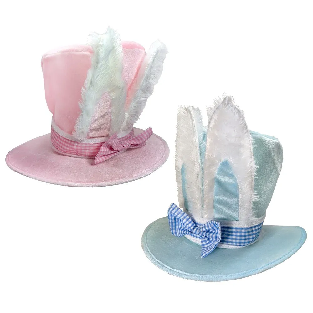 Easter Soft Top Hat with Fluffy Bunny Ears and Bow