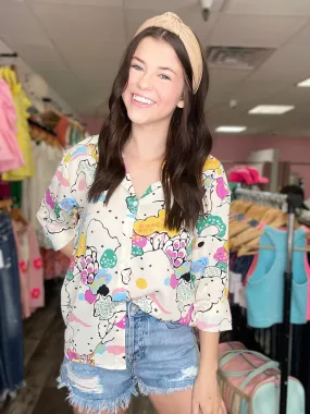 Echoes of Tomorrow Button Down Multi Color Top