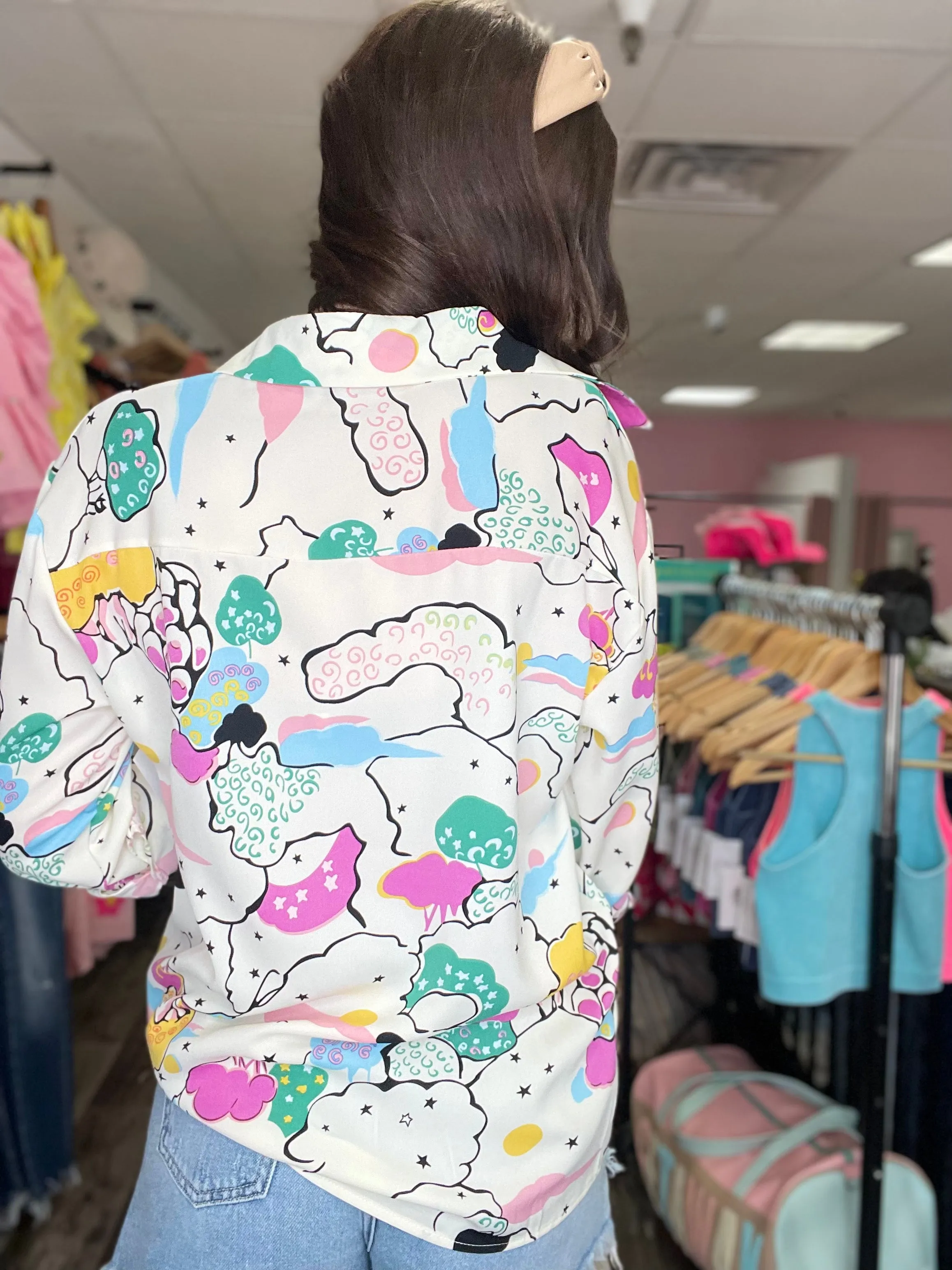 Echoes of Tomorrow Button Down Multi Color Top