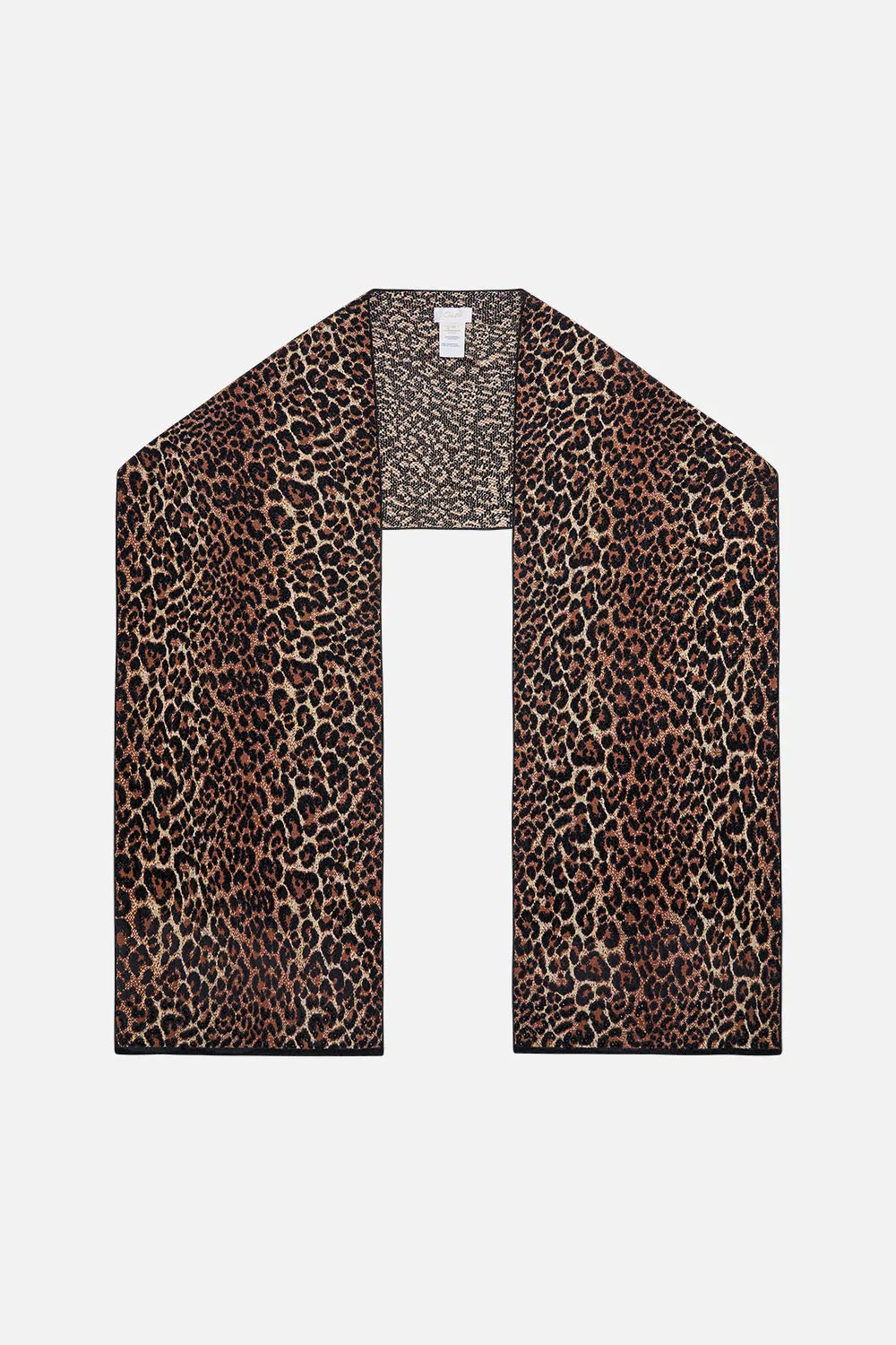 EMBELLISHED KNIT SCARF LEOPARD PRINT