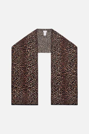 EMBELLISHED KNIT SCARF LEOPARD PRINT