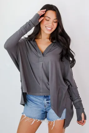 FINAL SALE - Composed Look Waffle Knit Contrast Collared Top