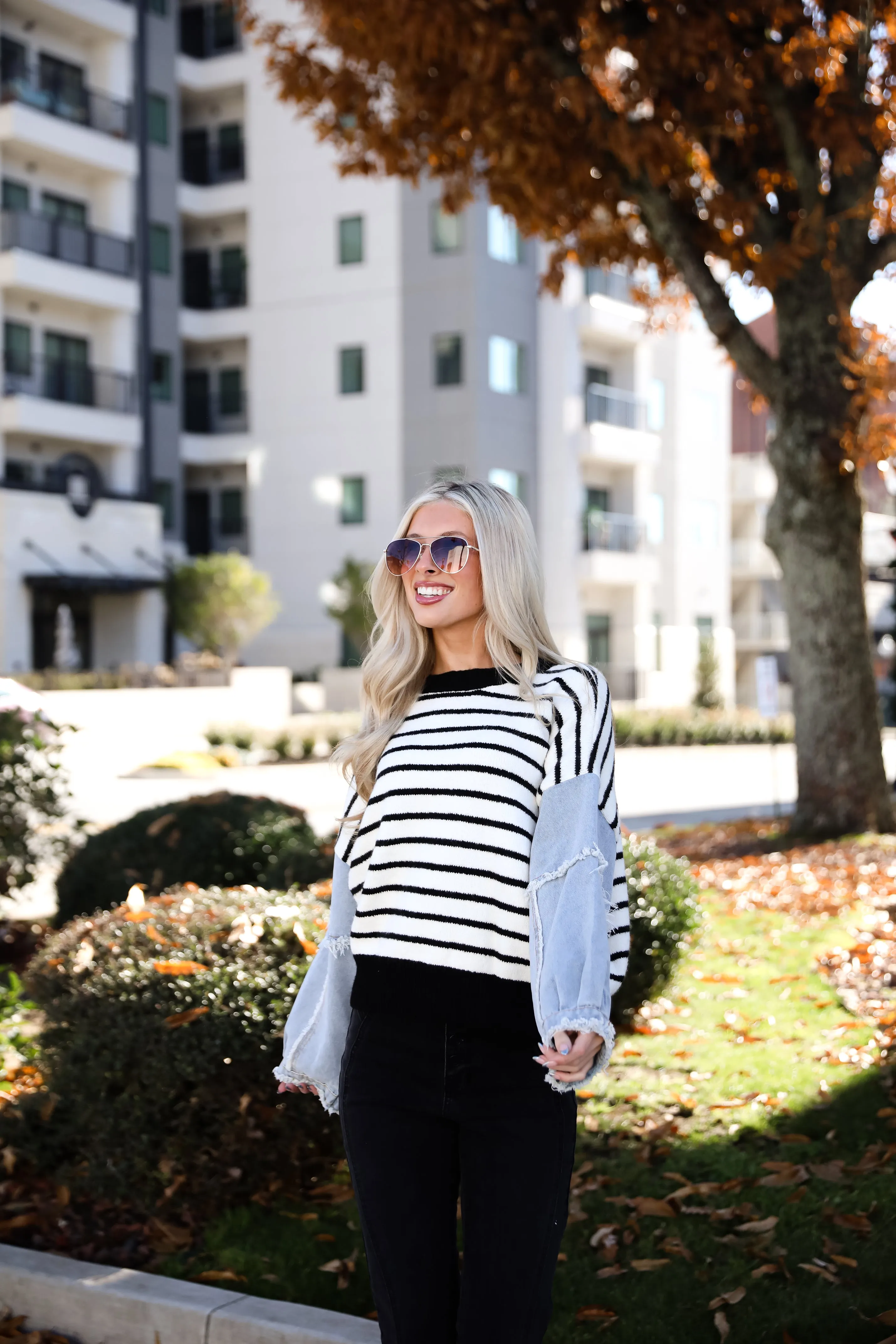 FINAL SALE - Coveted Element Ivory Striped Contrast Sweater