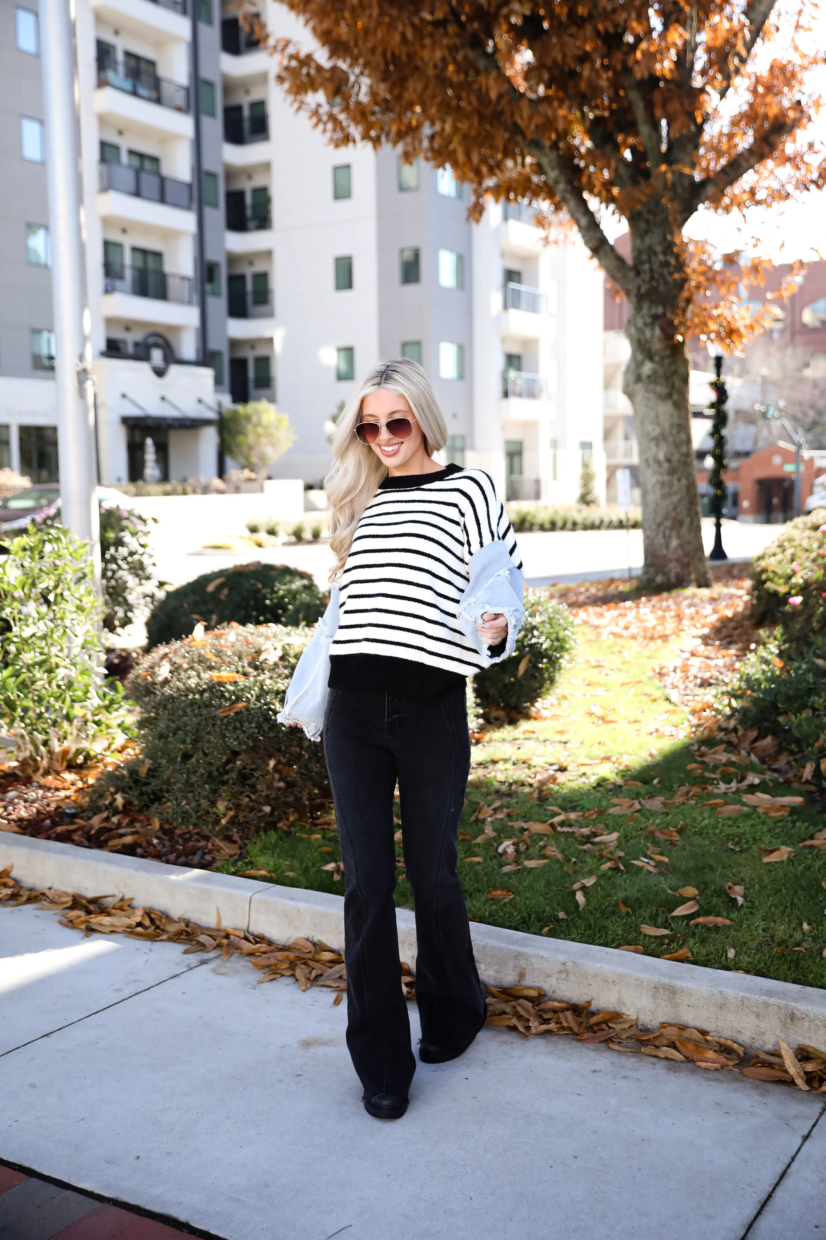 FINAL SALE - Coveted Element Ivory Striped Contrast Sweater