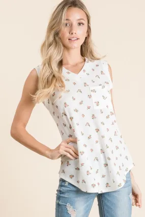 Floral Print Waffle Knit Top