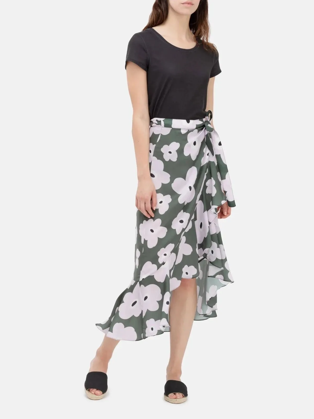 Flounce Maxi Skirt Raindrops