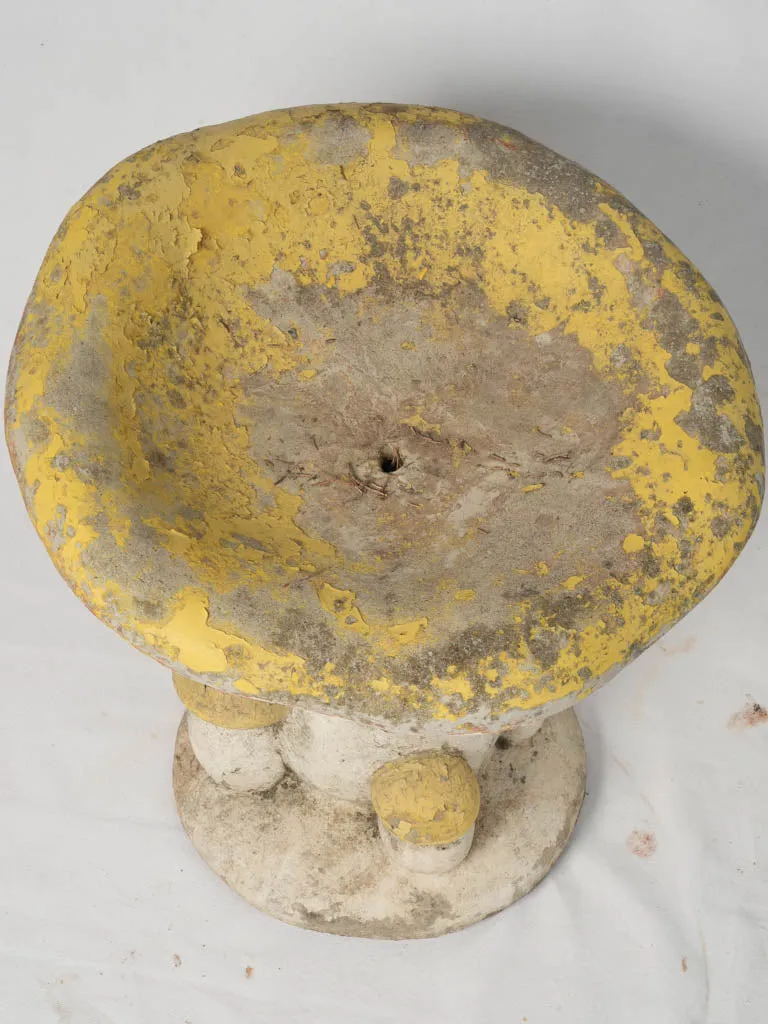 French Vintage Mushroom Garden Stool, 1940s/1950s (Yellow) 21¾"