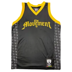 Fully Embroidered Basketball Jersey (Black and Gold)