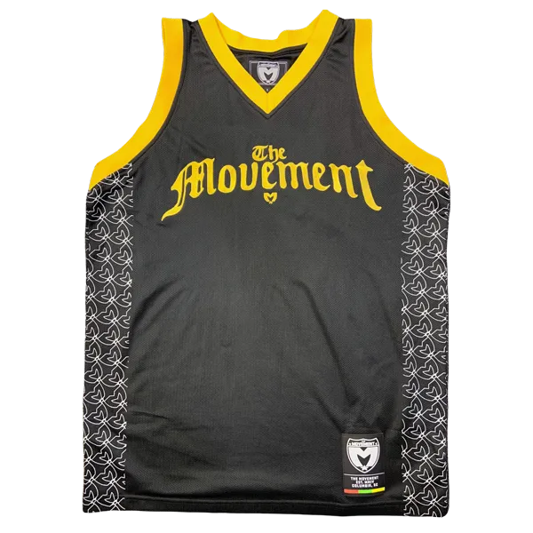 Fully Embroidered Basketball Jersey (Black and Gold)