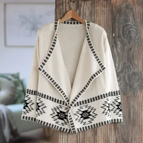 Geometric 100% Alpaca Cardigan Crafted in Peru - Dark Geometry | NOVICA