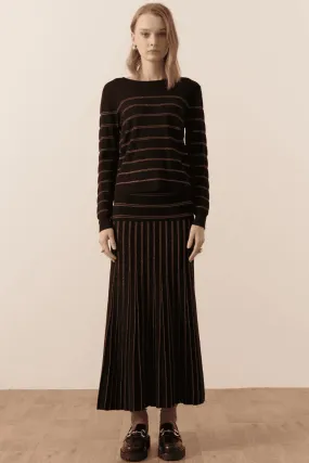 GIZELLE LUREX STRIPED KNIT BLACK/COPPER