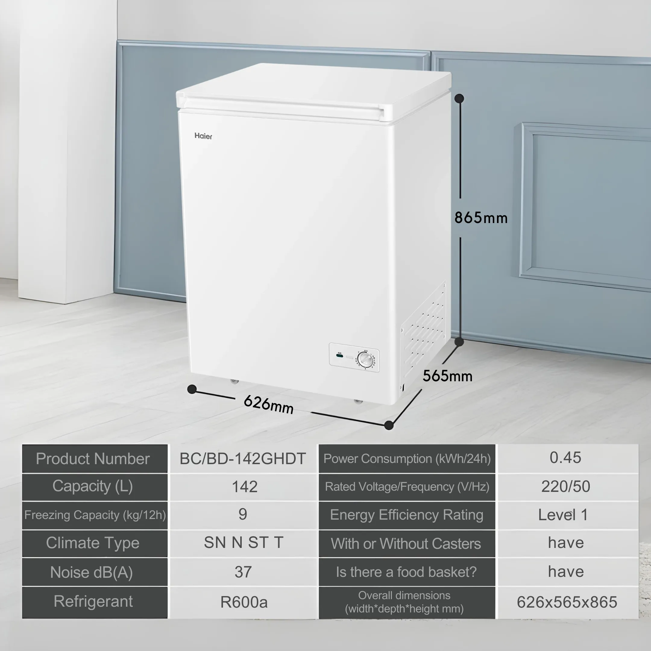 Haier Single Temperature Frost Reduction Chest Freezer