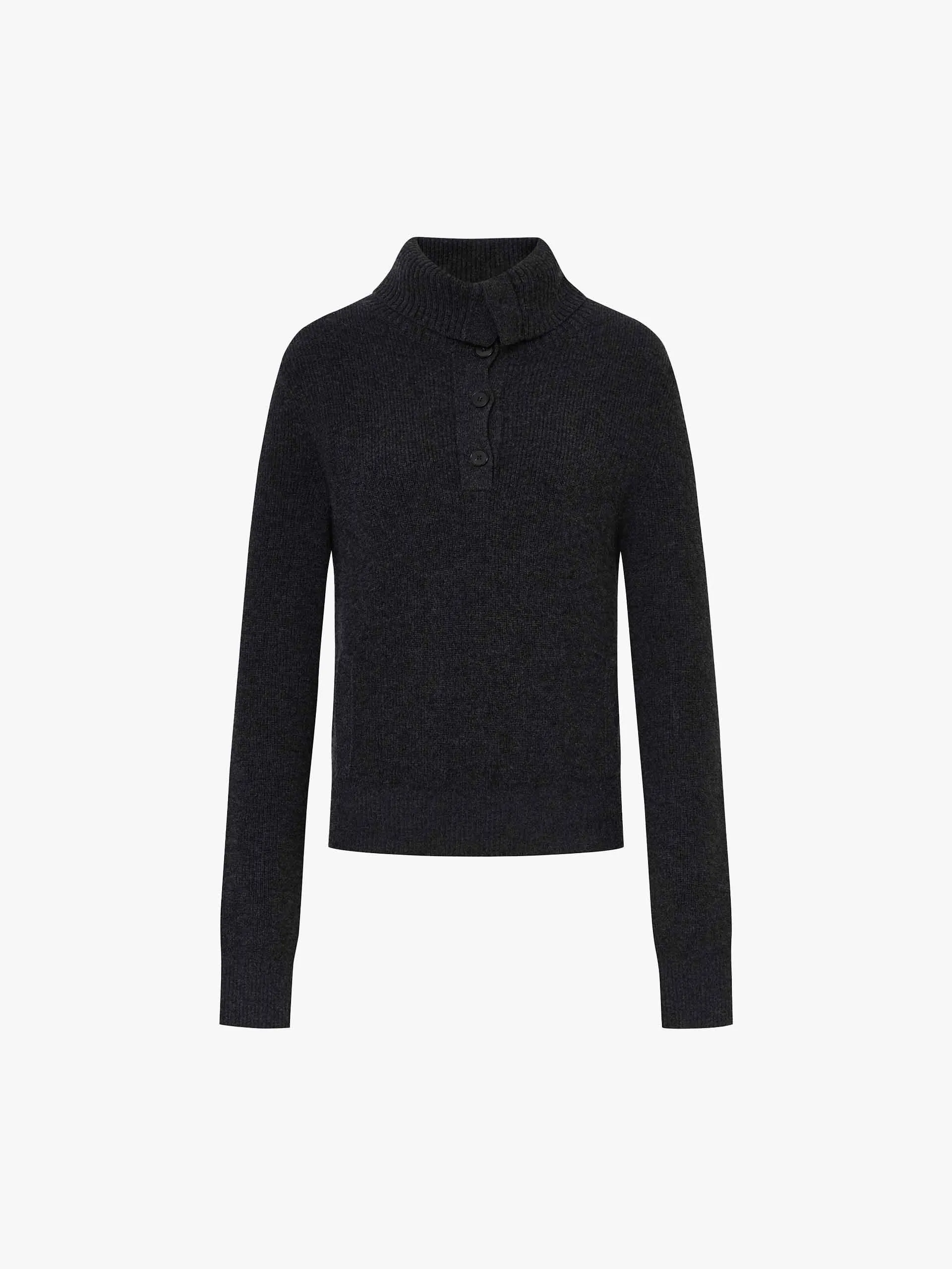 Half Button Wool Knit Top