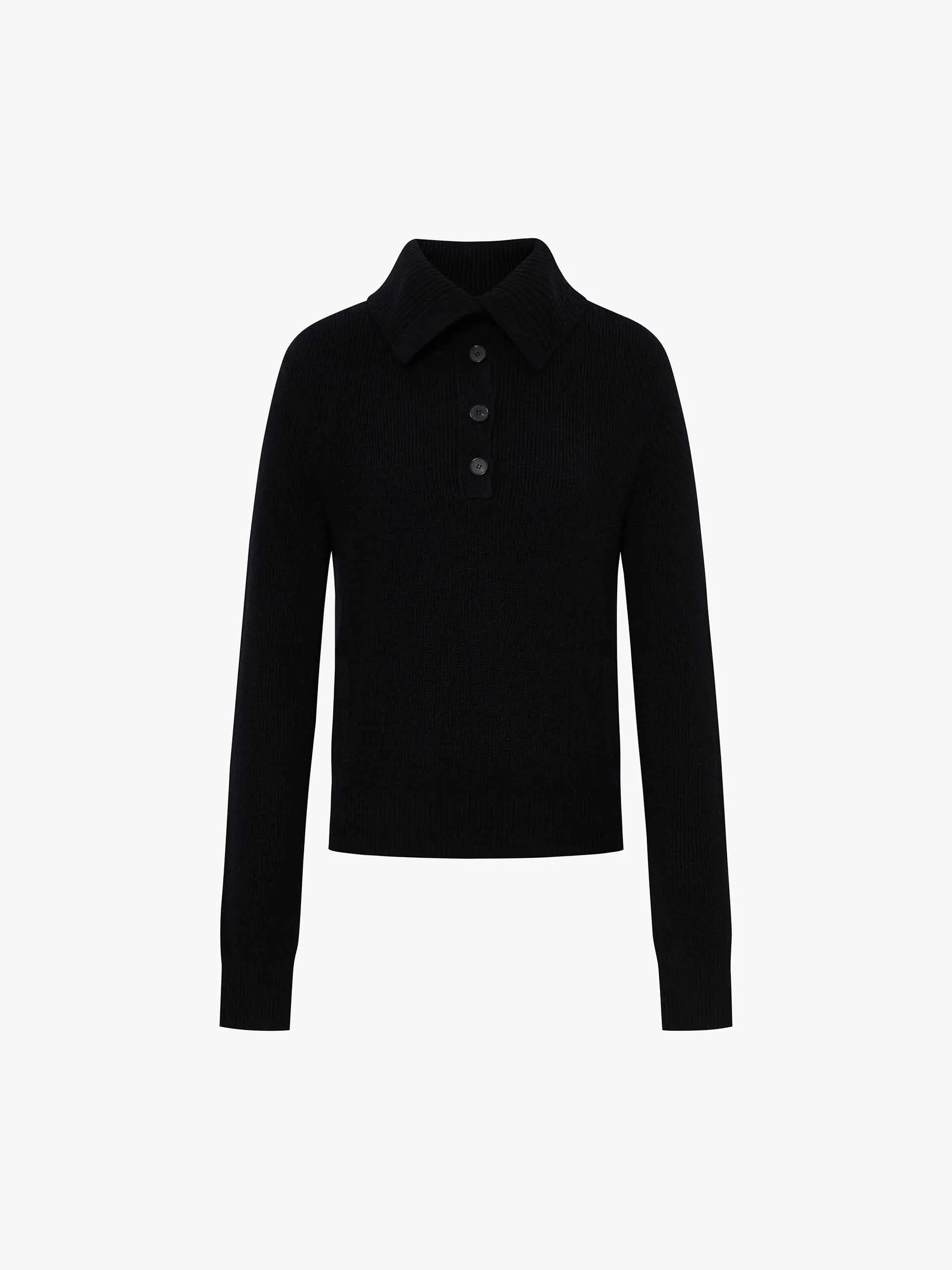 Half Button Wool Knit Top