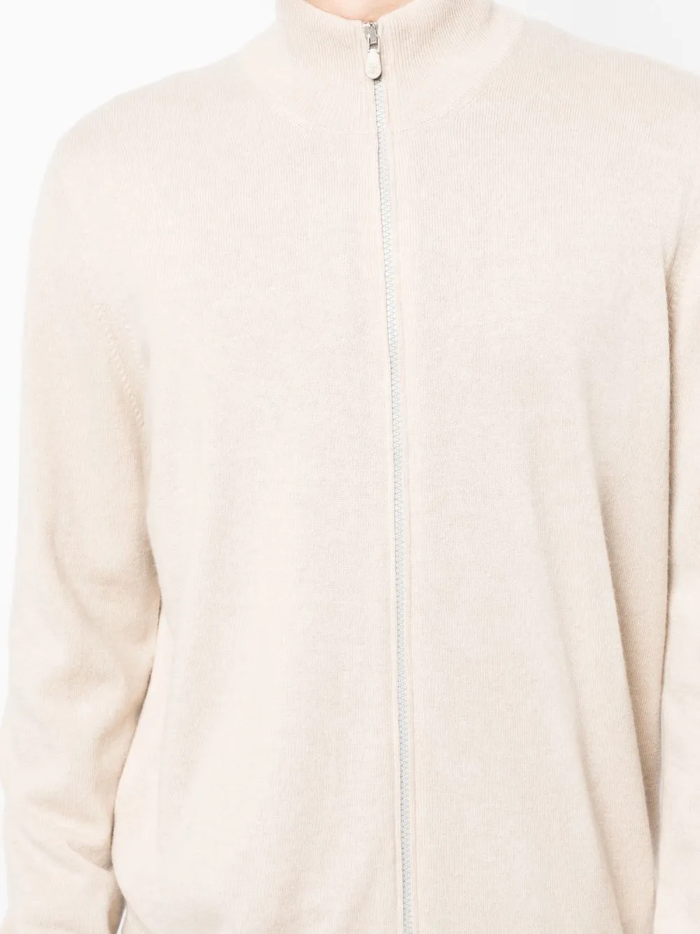 High-Neck Zip-Up Cashmere Cardigan