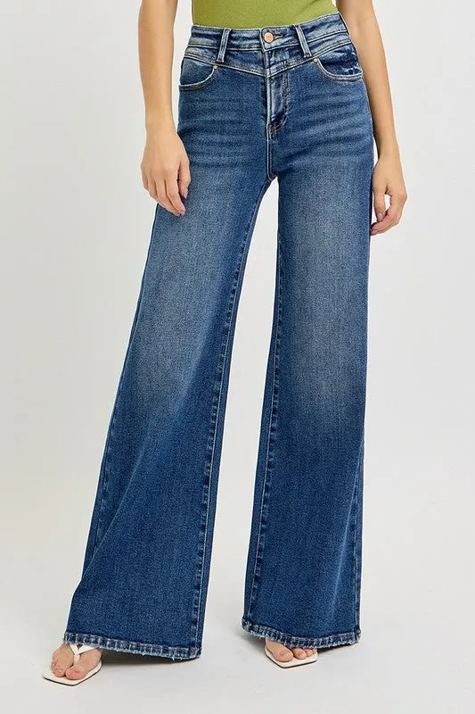 High Rise Wide Front Jeans
