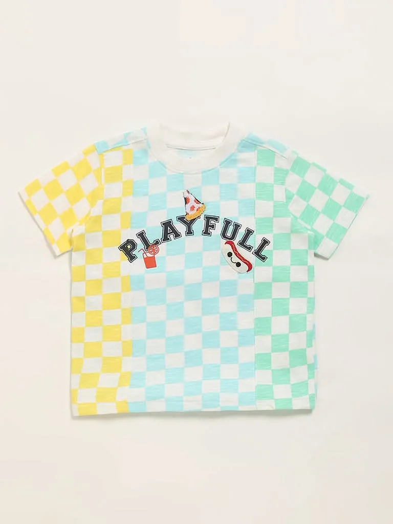 HOP Kids Multicolor Checkered T-Shirt