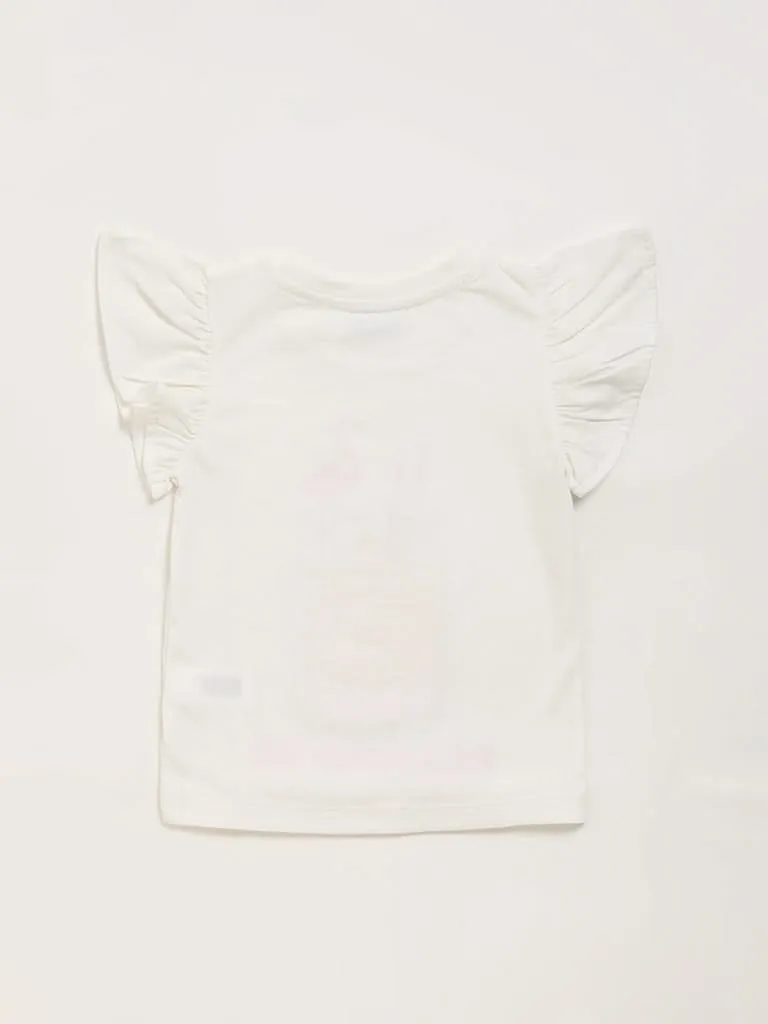HOP Kids White Printed Top