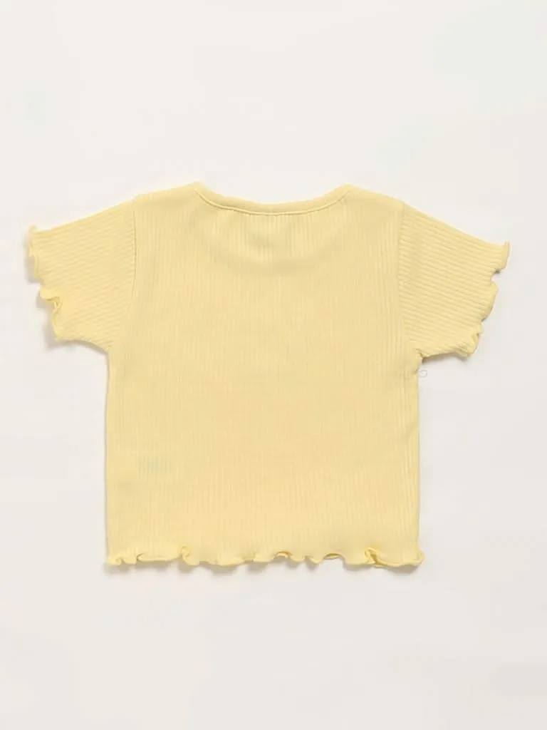 HOP Kids Yellow Self-Striped Top